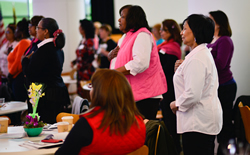 Attendees take time to meditate