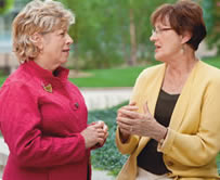 Ruth Freedman and Maria Lyzen, breast cancer advisory and advocacy members