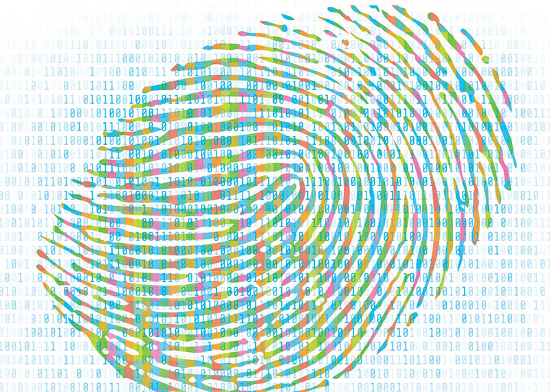 illustration of a fingerprint over genetic code