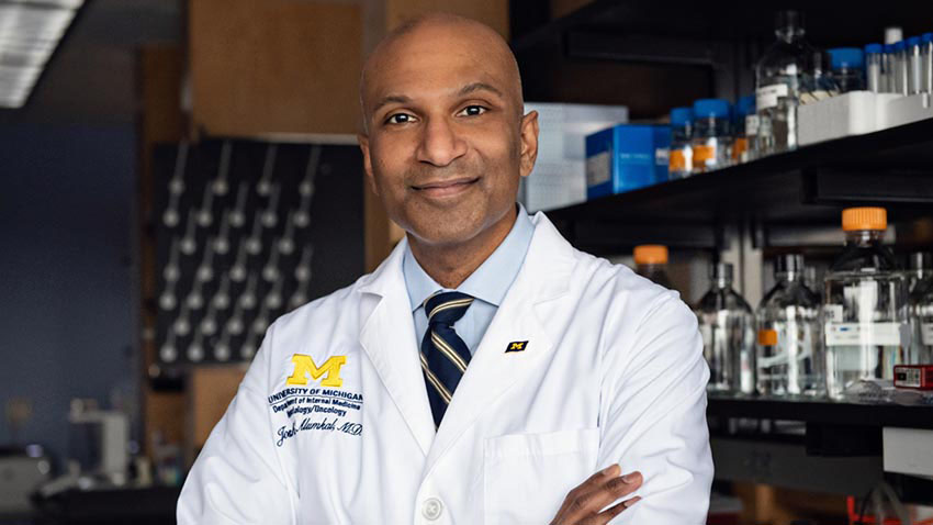 Dr. Alumkal in his lab