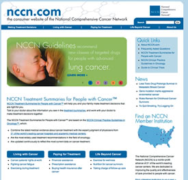 Image of the NCCN homepage