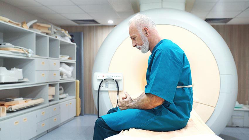 man getting ready for an MRI
