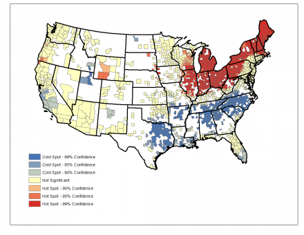 graphic representation of esophageal cancer rates by state