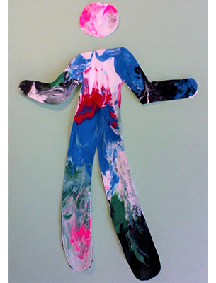 stencil figure filled with paint strokes