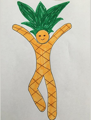 stencil figure made to look like a pineapple