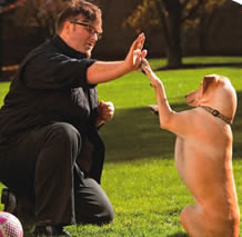 Devyn Baker and his dog, Maggie