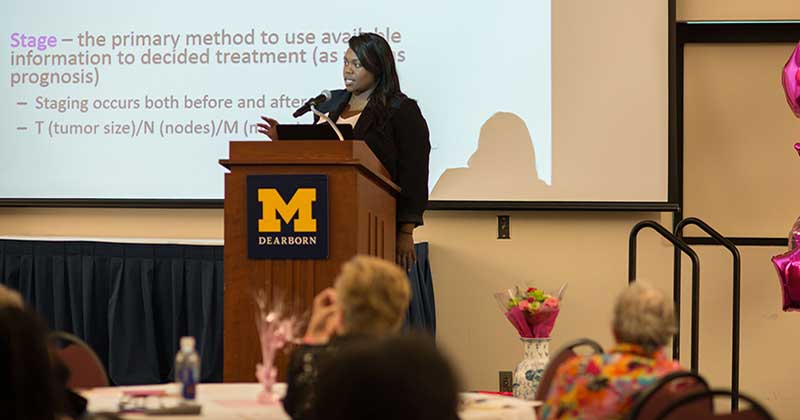 Foledade Imeokparia, M.D. speaks to the audience