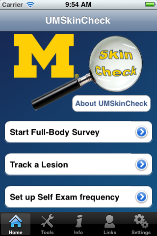 example of the main page of UMSkinCheck