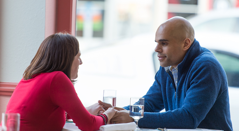 Mike and Elizabeth Sanders at lunch