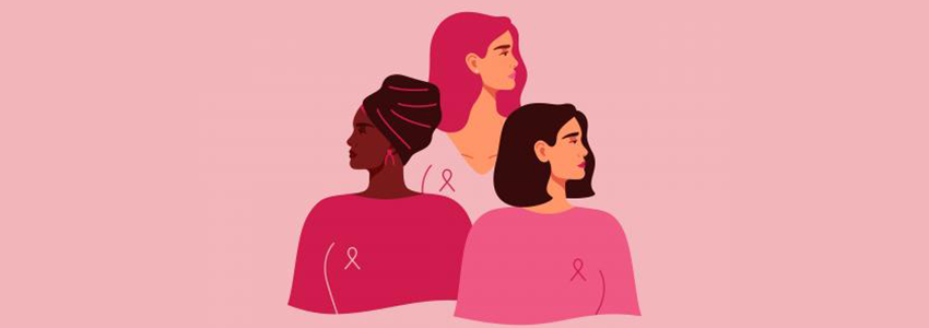 trio of women against a pink background