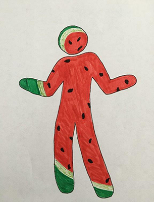 stencil figure made to look like a watermelon
