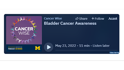 CancerWise logo introducing Bladder Cancer Awareness podcast