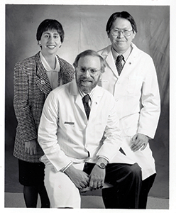 The founders of the comprehensive cancer center; Marcy Waldinger, Max Wicha, MD and Edward Chang MD circa 1986