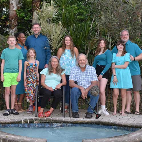 Don Reynolds, seated at right, and his family gather together