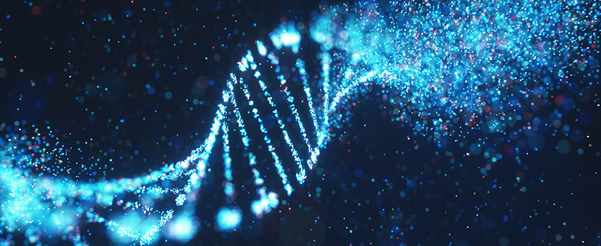 DNA strand on a dark blue background