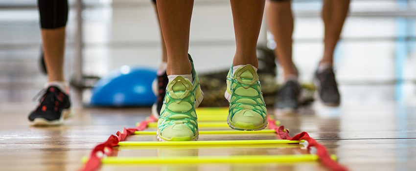 Close up of person's feet doing an exercise