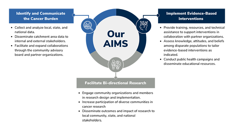 Graphical representation of the aims listed on the left