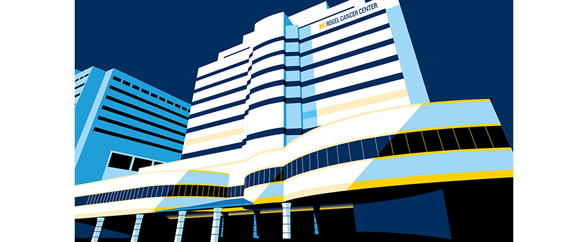 Illustration of the Rogel Cancer Center building