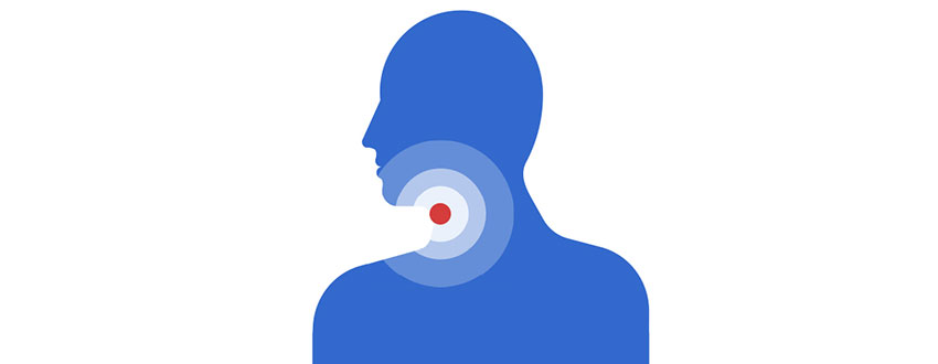 Silhouette of a person with a bullseye on their throat