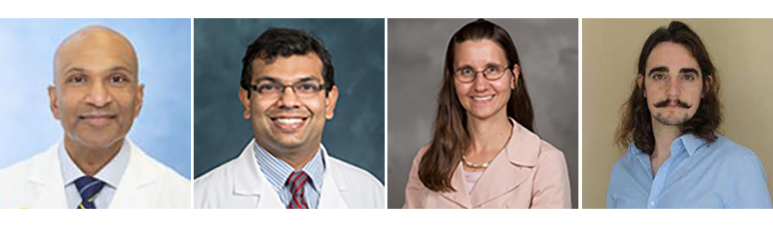 from left to right: Joshi Alumkal, MD; Ajjai Alva, MBBS; Sarah Hawley, PhD, MPH; Costas Lyssiotis, PhD