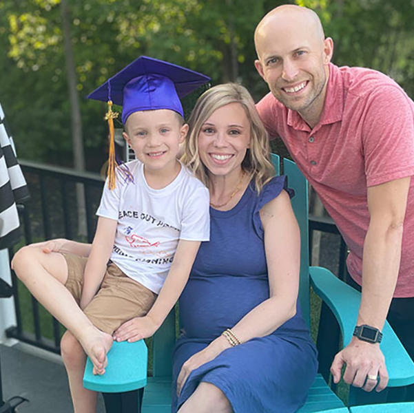 Leah Koskinen with her husband and son