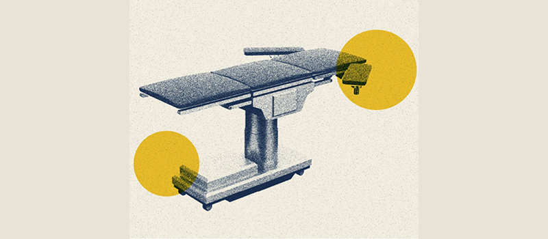 An artistic rendering of a surgical table